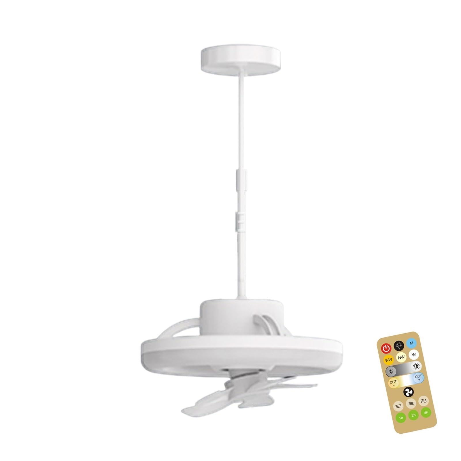 TRDEWR Ceiling Fan Light Electric Fan Light E27 Lamp Holder 360 Head Shaking Dimmable 3-Speed Wind for Home Children Room Good Light and Shadow Effects(C)