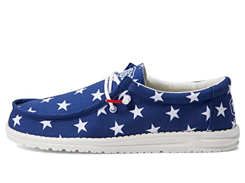 Image of HEYDUDE Men's Wally Patriotic Slip On Shoe | Lightweight Canvas Loafers with No Tie Laces