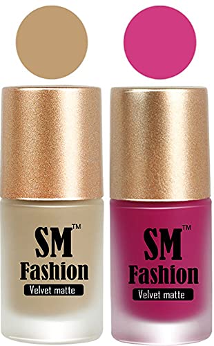 Nail Polishes, Nude-Magenta Velvet Matte Nail Paint Combo Set of 2 Pcs 7ml each
