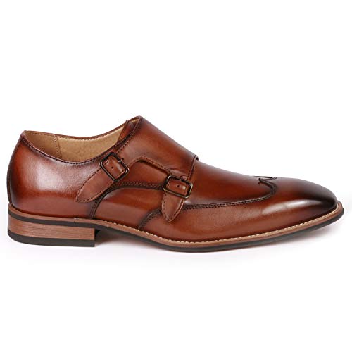 Metrocharm ML-1004 Leather Men's Double Monk Strap Wing Tip Slip On Loafers2