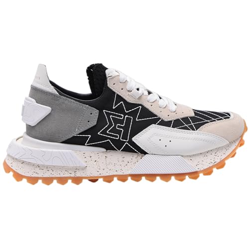 The NSJ600 is a Sneaker with a Very Graphic Design, Made of Leather, Premium Suede and Nylon its Vintage Sporty Finish fit Every Outfit. White Black