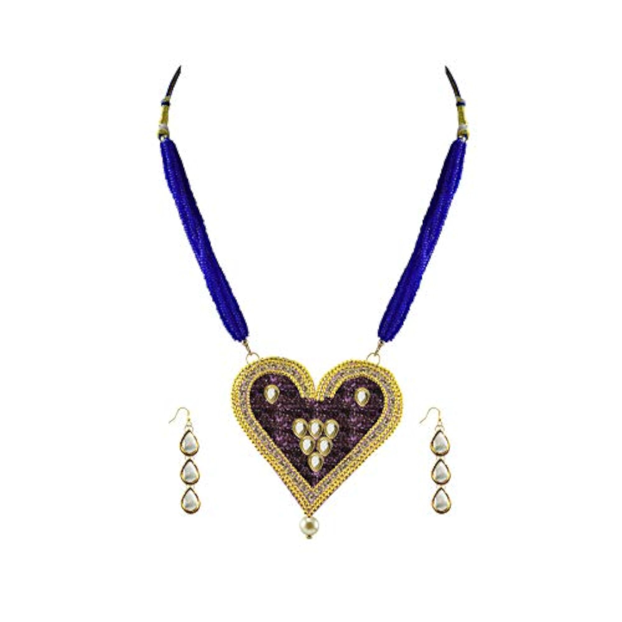 Women's Multicolor Solid Stone Plated Brass Pendant Set