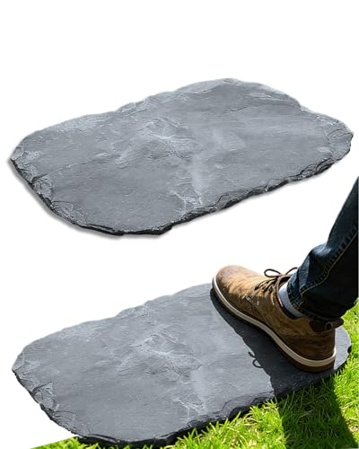 2 Pcs Natural Stepping Stones Outdoor, Irregular Garden Stepping Stones, 12''×16'' Walkway Paving Stones for Lawn, Yard and Patio Landscaping Decor