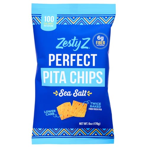 Comparison: Z Best Pita 3 Zesty Z - High Fiber Pita Chip - High Fiber Snacks, 100 calories per serving, Lower in Carbs - Healthy Snacks - Vegan - Great for Hummus, Guacamole, & Dips. Sea Salt - 6 Oz - Pack of 4