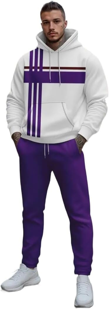 VIDI Men's Hoodie Tracksuit 2 Pieces Set Athletic Casual Hooded Sweatshirt and Joggers Set Sweatsuit Outfits