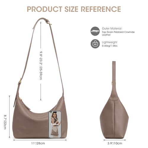 Image of Kattee Meduim Leather Hobo Bags for Women, Soft Genuine Leather Crossbody Handbags Shoulder Purse for Work Casual