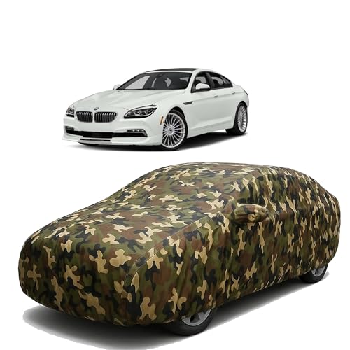 Image of Sulfar 100% Waterproof Car Body Cover Compatible with Mirror for BMW Alpina B6 with Long Lasting Durable Material (Triple Stitched, Full Bottom Elastic, Camouflage Army)