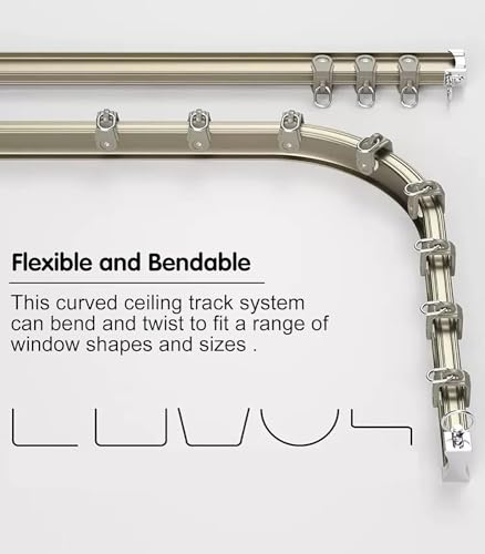 Rail de rideau pliable et modulable, fixation murale de 8m