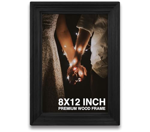 Image of 8x12 Photo Frame | Wooden Photo Frame | Small Photo Frame | Black Wooden Frame for Wall | Best for Living Room & Bedroom (8x12 inch, Black)