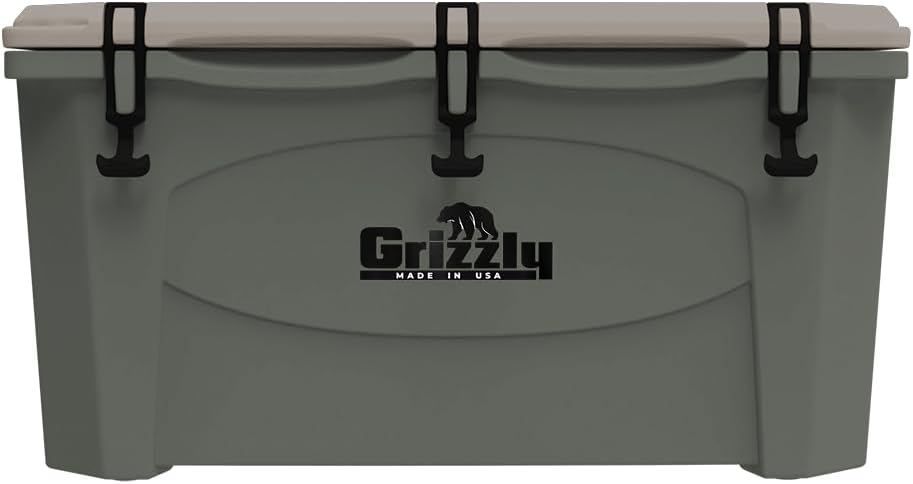Grizzly 75 Cooler | 75 qt Ice Chest Durable Rotomolded Insulated | Made in USA | Warranty for Life | for Beach Boat Camping Fishing Hunting | G75