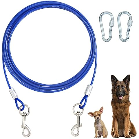 Dog Tie Out Cable, Dog Chains for Outside with Durable PVC Coating Rust Proof Steel Wire, Dog Lead is Best for Camping, Hiking, Playing, Outdoor, Yard and Park, Suitable for Up to 125/250 Pounds Dogs Cover