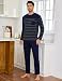 Irdcomps Schlafanzug Herren Lang Pyjama Baumwolle Gestreift Navyblau XL