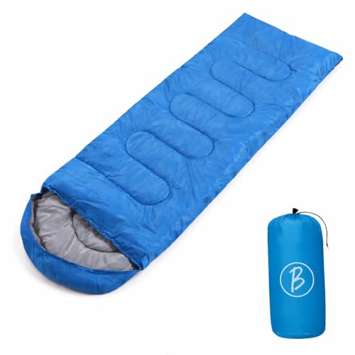 Image of Sleeping Bag for Camping & Travel | Regular Size Lightweight Sleeping Bag (1kg) | Comfortable, Easy to Carry & Store. Pack of 1 (Blue)