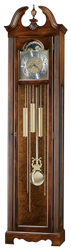Howard Miller Princeton Grandfather Clock, Swan Neck Pediment Illuminated Wooden Frame & Wood