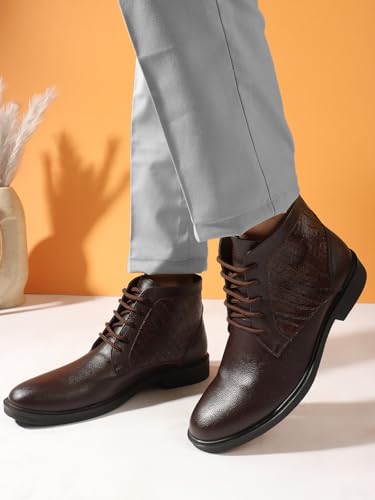 Image of Carlton London Men's Ankle Height Comfortable Lace-Up Round Boot
