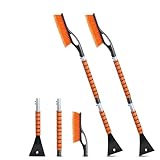 EcoNour 43' Ice Scrapers for Car Windshield Extendable | 3 Parts Detachable Telescopic Snow Brush for Car, Trucks, SUV | Long Snow Scraper with Brush | Car Winter Accessories (2 Pack)