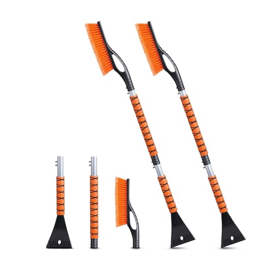 Image of EcoNour 43 inch Ice Scrapers for Car Windshield Extendable 3 Parts Detachable | Telescopic Snow Brush for Car, Trucks, SUV | Long Snow Scraper with Brush | Car Winter Accessories (2 Pack)