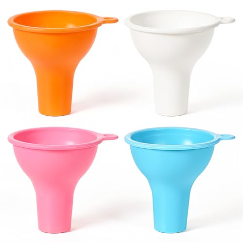 4 Stück Trichter Große Öffnung Bunte Silikontrichter für Die Küche Kleine Trichter mit Breiter Öffnung für Marmelade Öl und Flüssigkeiten