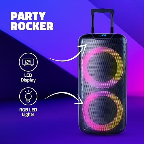 Image of Artis BT600 Wireless Bluetooth Trolley Speaker with 7 Colours LED Lights, 2 Wireless Mic, Remote Control, FM Radio & Aux in /USB /TF Card Reader Input (80W RMS Output)