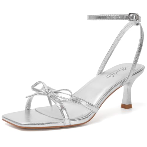 Image of Mostrin Womens Sandals Strappy Heels for Women Ankle Strap Lace Up Heels Square Open Toe Heels Tie Up Stiletto High Heeled Sandals for Prom, Party, Daily Wear