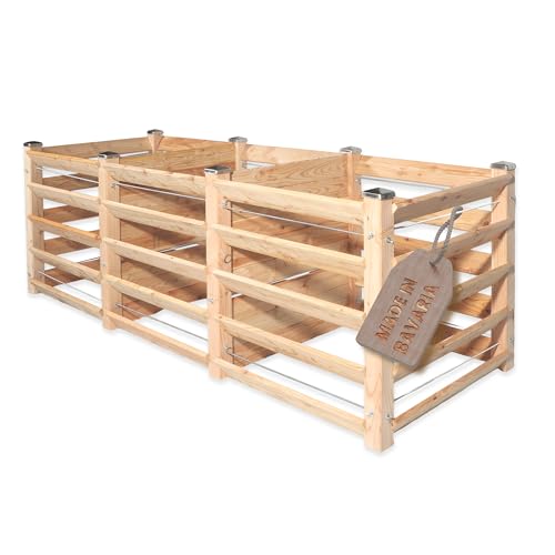 Moderner Komposter Trio ca. 100 x 286 cm Höhe 80 cm aus Lärchenholz Massivholz Steckkomposter Holzkomposter