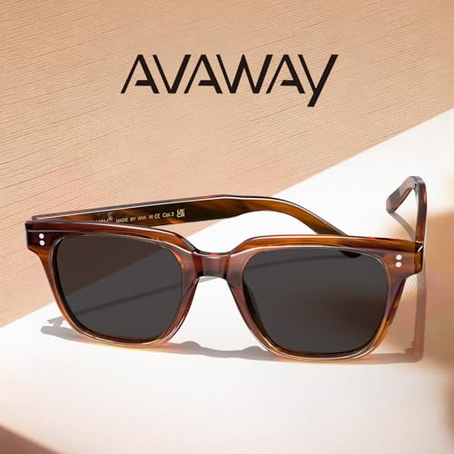 Image of AVAWAY Polarized Sunglasses for Men UV Protection, Square Acetate Frame Outdoor Driving Sun Glasses
