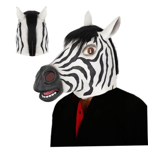 Jorzer Masque de zèbre drôle et réaliste, masque d'animal à tête complète pour mascarade, déguisement de jeu rôle, mascarade d'animaux, Costume cheval drôle...