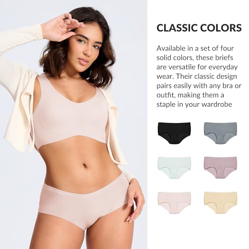 6 Pack Seamless Underwear for Women, Mid Waisted No Show Women’s Underwear Full Coverage Briefs Fit Panties2