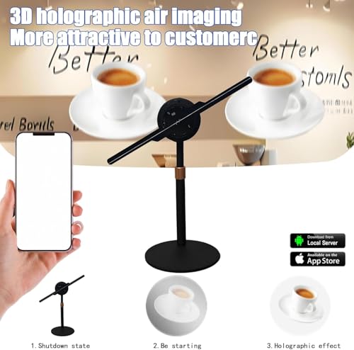 image for NAFLNE 16.9 Inch 3D Hologram Fan with All-Metal Desktop Stand, WiFi Ap