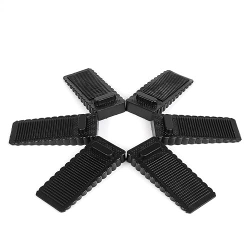 DasWas 6 Topes de Goma Antideslizantes para Puertas | Sujeta Puertas Suelo de Silicona para Todos los Pisos | Cuña de Puerta Apilable para Arreglar las Puertas en el Hogar y la Oficina | Negro