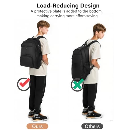 Rolling Backpack for School Teen Boys Girls,Waterproof Black Backpack with Wheels,Large Travel Backpack for Short Trips,18 inch3