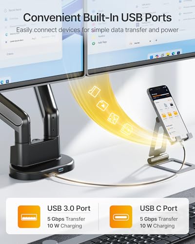 Support double moniteur anti-douleurs cervicales bras mécanique robuste réglable monTEK - 7