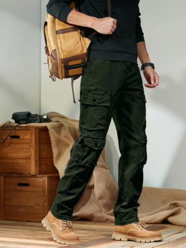 Image of Leriya Fashion Men's Cargo Pants | Multi Pocket Cotton Cargo Joggers for Men | Loose Fit Stylish Pant with Pockets | Casual Baggy Trousers & Streetwear Lower