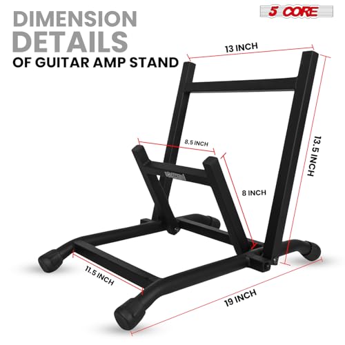 5 Core Guitar Amp Stand Adjustable Heavy Duty Metal Low Profile Folding Guitars Amplifier Stands Portable Collapsible for Home Studio On Stage Use Black - Gas BLK