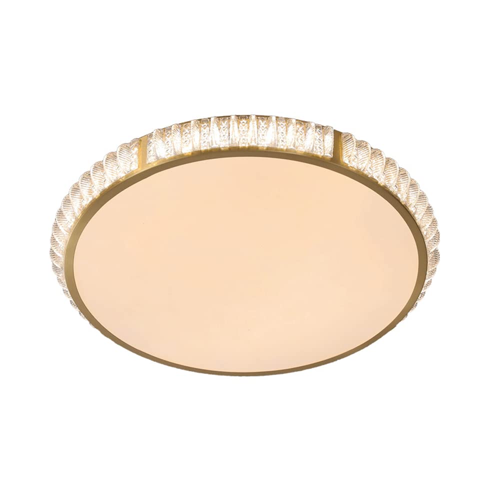 XYBZJP Round Copper Ceiling Light,High Light Transmission Acrylic Lampshade Ceiling Lamp,LED Three-color Dimming Ceiling Light,Bedroom Study Close To Ceiling Light Fixtures