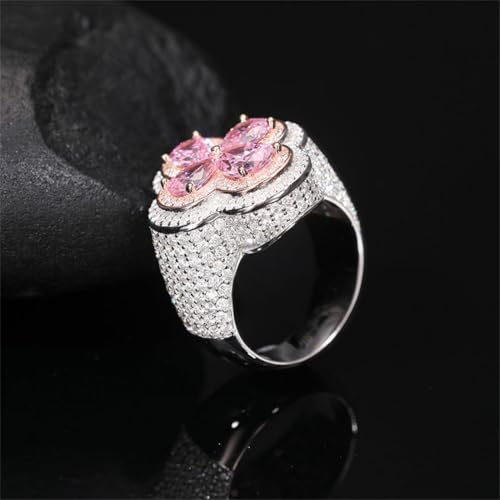 Bague hip hop rose en argent S925 et moissanite pour illuminer vos soirées - 6