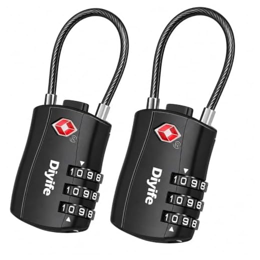 [2 Pack] Serrures à bagages TSA, Diyife cadenas de sécurité à 3 chiffres, cadenas à combinaison, code de verrouillage pour les valises de voyage valise sac de bagages etc. -Noir