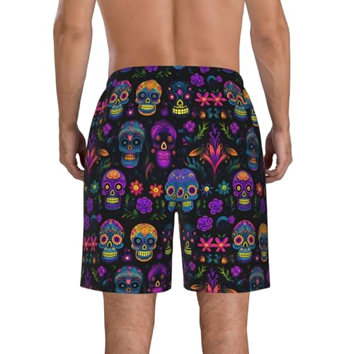 Neon Sugar Skull Men's Quick Dry Swim Trunks Summer Beach Board Shorts Swimming Swimwear3