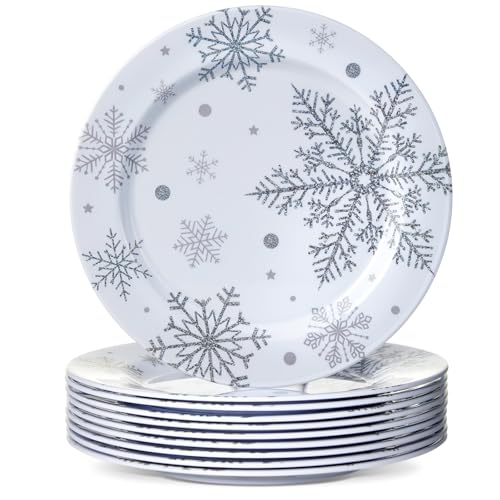 Ziliny 10 Pcs Christmas Snowflake Plates Silver White Snowflake Winter Dinner Salad Plates for Adult Christmas Birthday Winter Party Supplies(8 Inch) Ziliny 10 Pcs Christmas Snowflake Plates Silver White Snowflake Winter Dinner Salad Plates for Adult Christmas Birthday Winter Party Supplies(8 Inch)