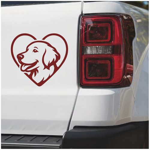 Samunshi® Herz mit Golden Retriever Kopf als Autoaufkleber für Auto Motorrad Helm Fahrrrad Aufkleber Laptop Sticker Herz Form Leidenschaft Vinyl Dekoration 10 x 9,3cm grau