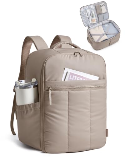 BAGSMART 35L Travel Backpack for Women & Men 17-Inch Laptop, Camel