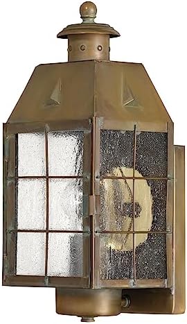 Hinkley Nantucket Restoration One Light Medium Outdoor Wall Mount, Aged Brass