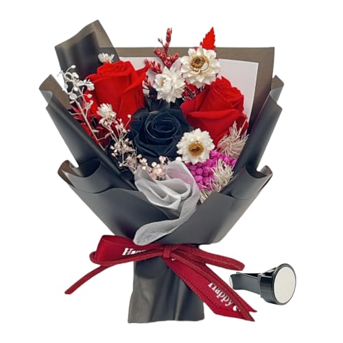 Image of Car Air Vent Flower Bouquet - Elegant and Stylish Car Decor, Universal Fit for Most Vehicles (Red, Rose)