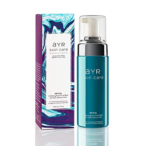 Ayr Skin Care Reveal Exfoliating Foam Facial Wash | Natural, Organic Ingredients | Gentle Alpha Hydroxy Acid Cleanser for Sensitive Skin | 6 fl oz