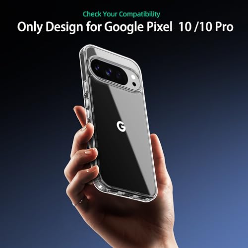 Image of ONES for Google Pixel 10 Pro / 10 Slim Case Clear, PC + TPU Hybrid, Military-Grade Drop Gurad, Anti-Yellowing, Anti-Slip, Shockproof Silicone Hard Cover, Scratch Resistant, Transparent Case
