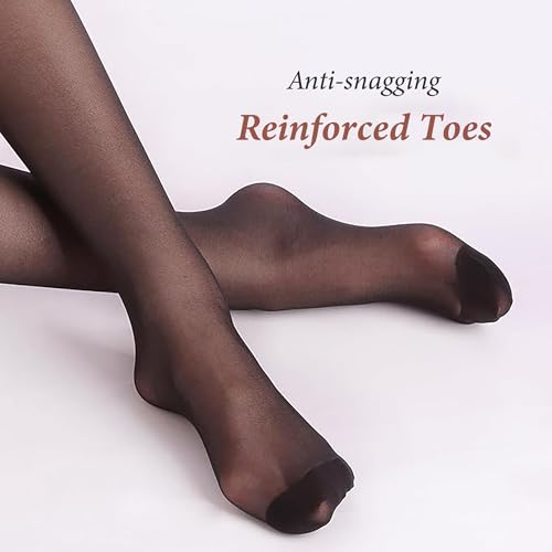 Image of Large Size 40D Women's Sheer Tights, High Waist Pantyhose for Women, Anti-Snagging Stockings (Black,1 Pair)