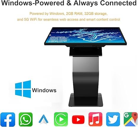 Image of 43 Inch Touch Screen Kiosk, 10pt PCAP Capactive Touch Screen Digital Signage, Windows OS K-Style Indoor Digital Signage, Interactive LCD Display Signage, U-Disk Publish Content, Split Screen