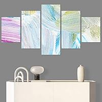 SIGNWIN 5 Panel Canvas Wall Art Modern Art Contemporary Digital Art Dramatic Geometric Multicolor Patterns for Home Decorations Ready to Hang - 60