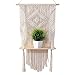duhe189014 Tenture Murale en macramé avec étagère 50 × 75 cm Étagère à Tapisserie Boho tissée à la Main Étagères flottantes décoratives Porteplante pour Plantes Livres et vases Expert