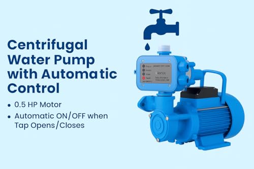 Image of IONIX Pressure Pump | 0.5 HP Booster Pressure Pump For Home With Automatic Controller | Copper Motor For 2-3 Bathrooms, Kitchen & Multi-Outlet Water Supply | Stable Flow For Tap